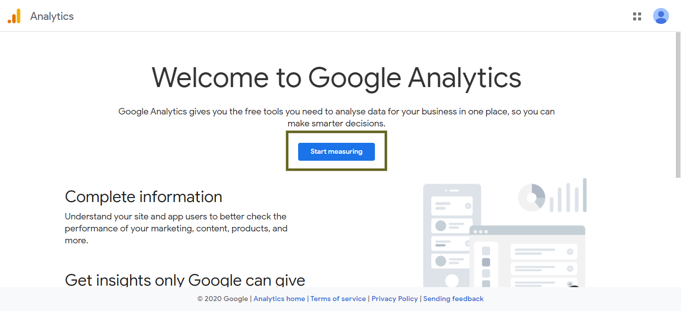 Google Analytics Welcome Screen