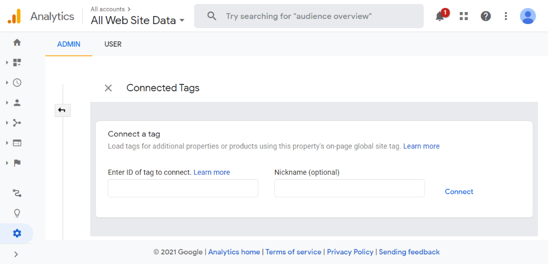 Create a new site tag - Measurement ID that you created