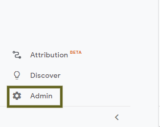 Admin section in google analytics