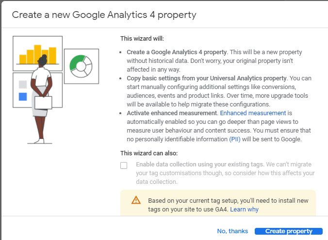 Create a new Google Anlytics 4 property
